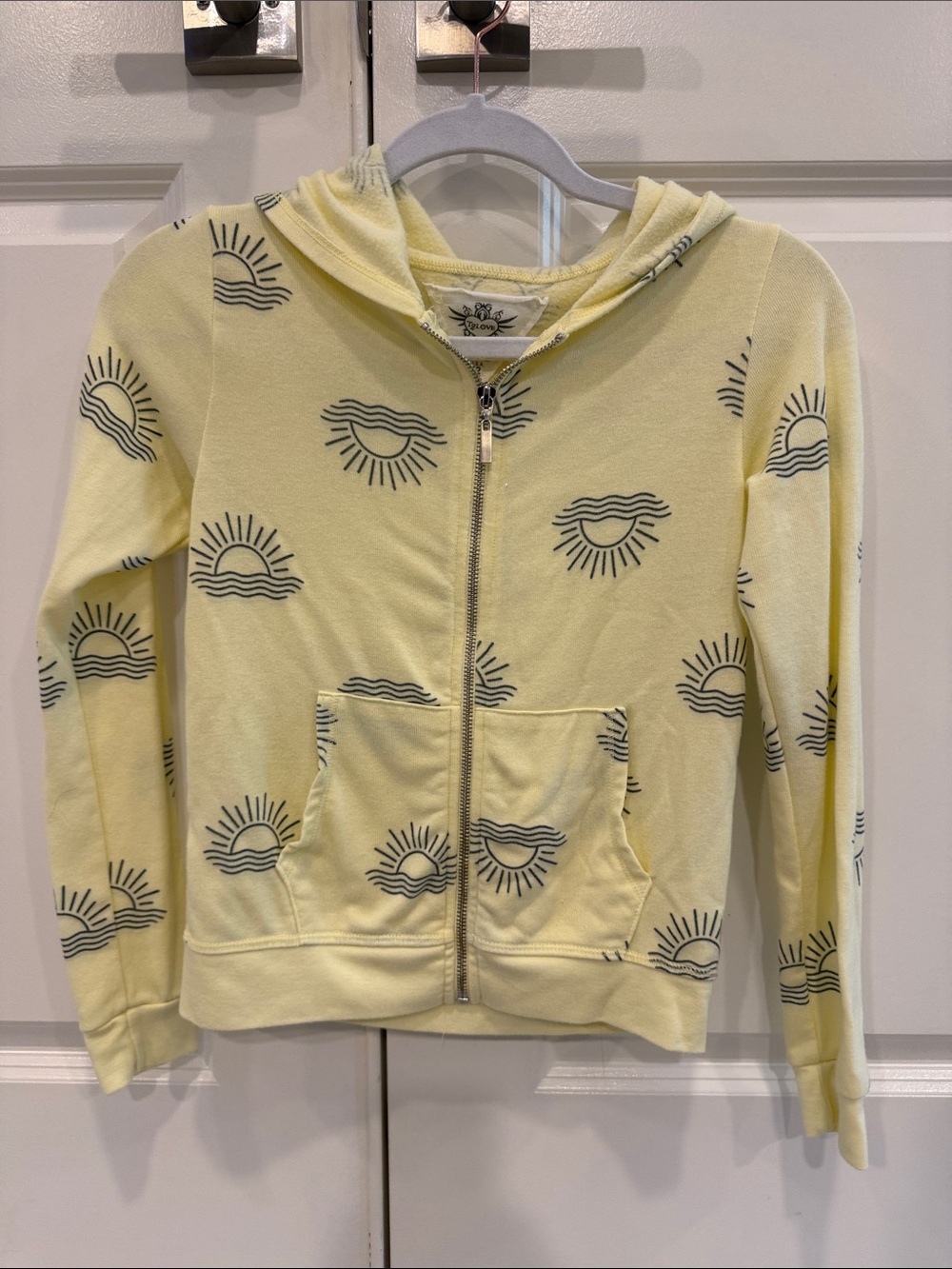 Love Girls' Pale Yellow Sun-Print Zip Hoodie